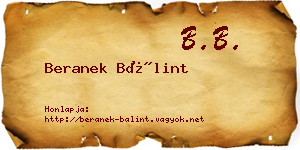 Beranek Bálint névjegykártya